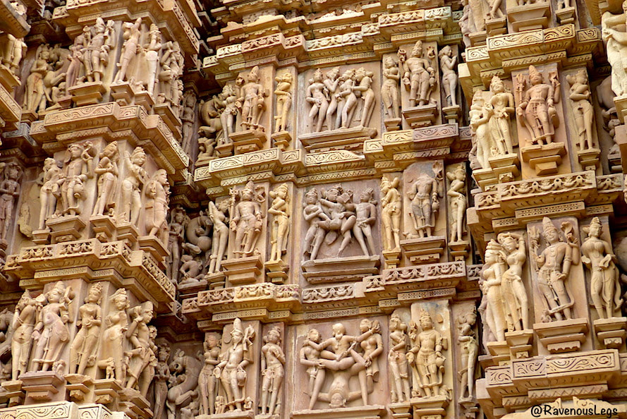 World famous erotic art on the temples of Khajuraho