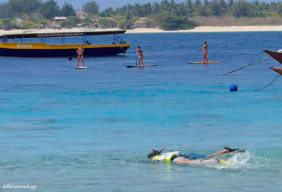 Stand Up Paddle Boarding and snorkelling in Gili Trawangan Island, Indonesia