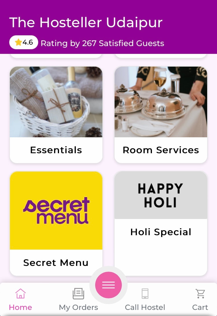 The Hosteller - order services on mobile