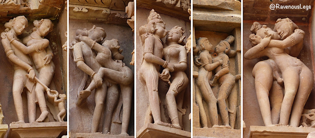 Men and Women in embracing love making positions - Khajuraho Temples