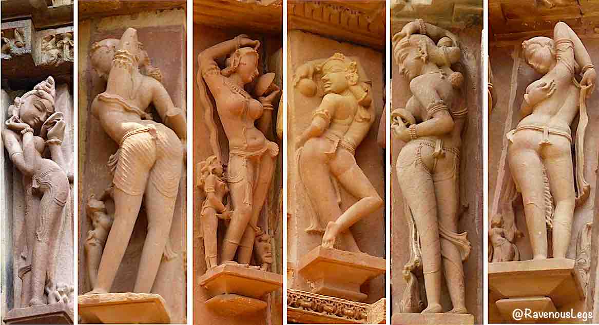 Statues of nymphs/apsaras absorbed in daily life - Khajuraho Temples