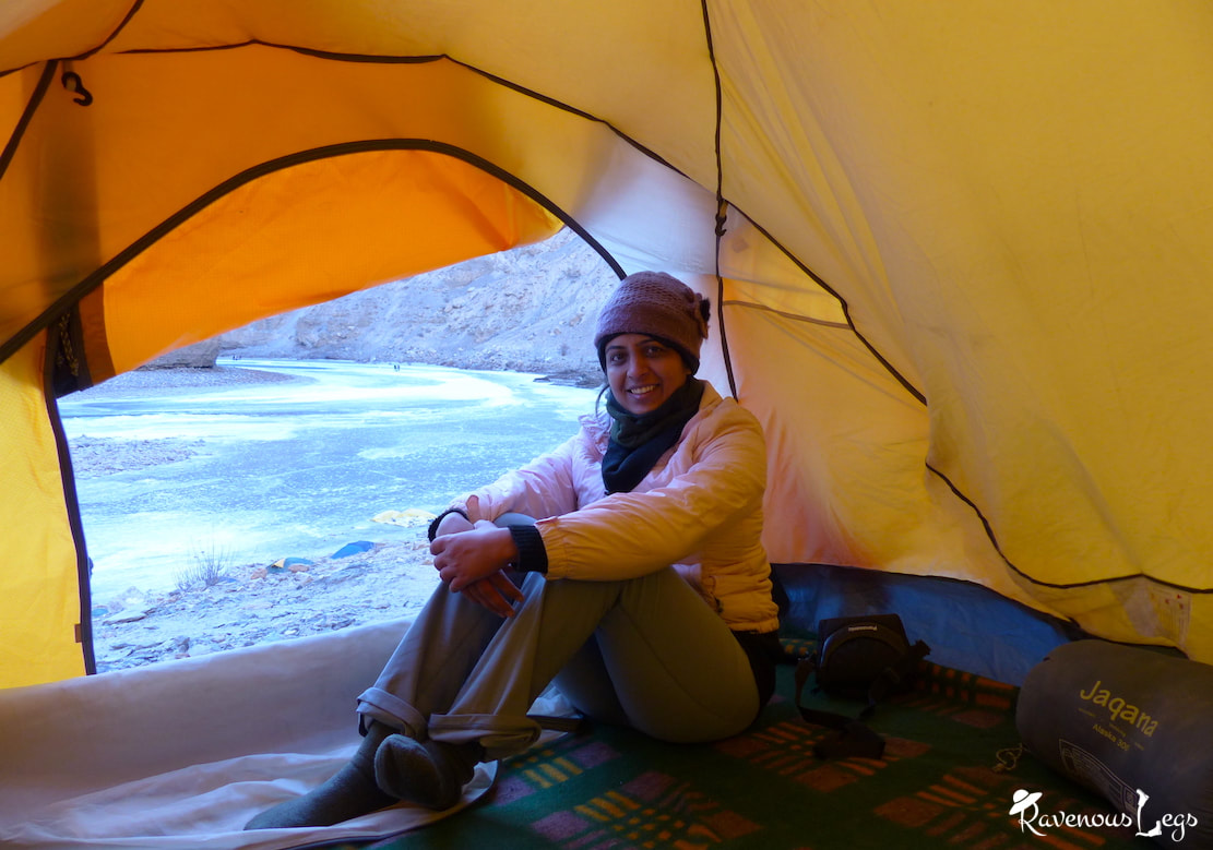 Camping on Chadar Trek - Ladakh, India.