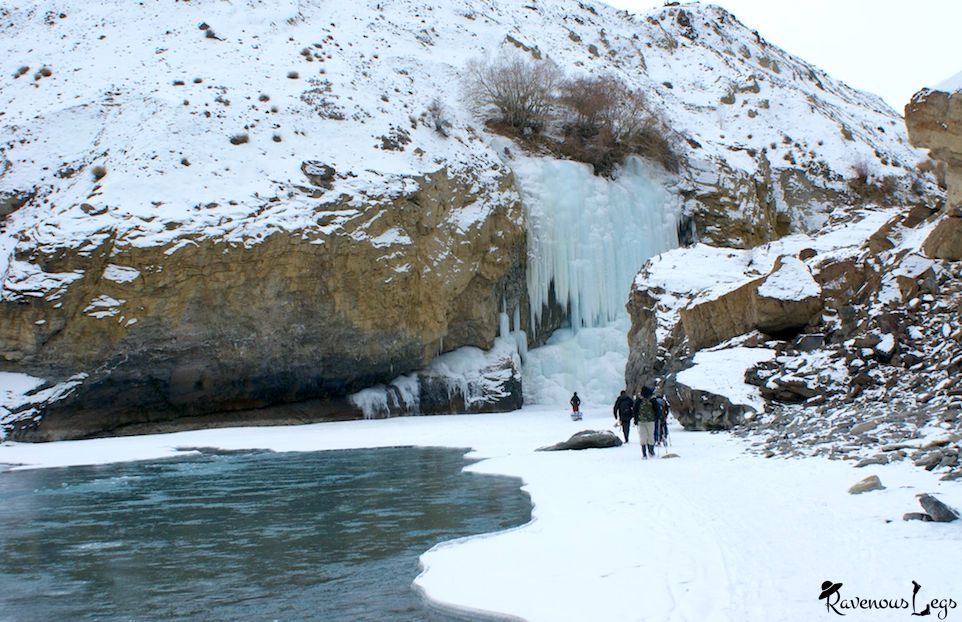 Frozen waterfall Chadar trek ladakh
