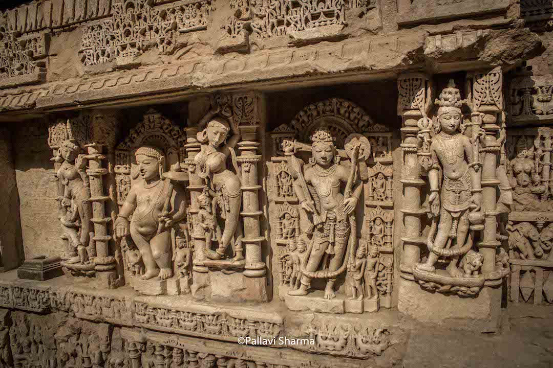 Parashurama, Budda and other forms of Vishnu surronded by apsaras