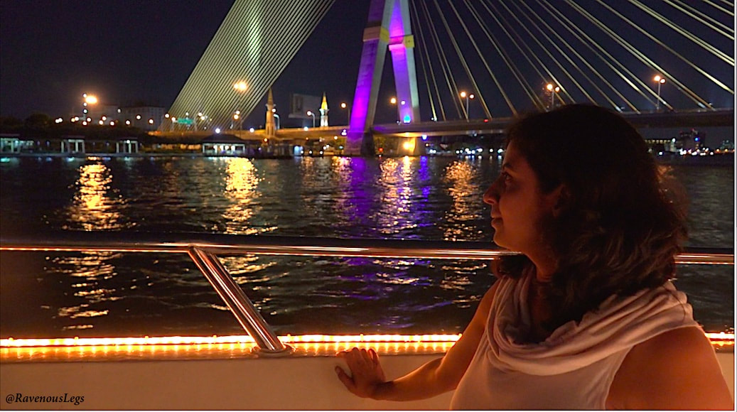 Night cruise on river Chao Phraya, bangkok, thailand