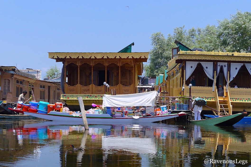 Floating plasticware store on Dal Lake, Kashmir