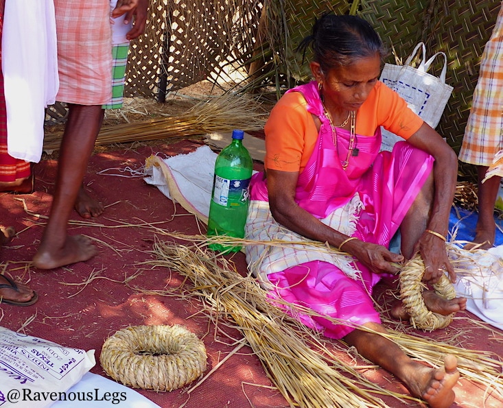 Women weaving at Goa Tribal Festival Xeldem